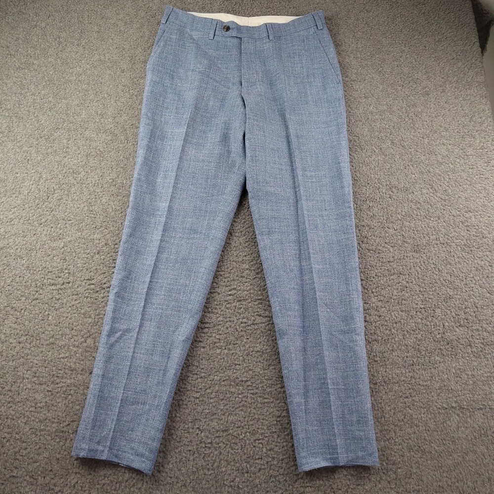 Suit Supply Dress Pants Brescia Mens 30x29 Blue Trousers Silk Wool Linen